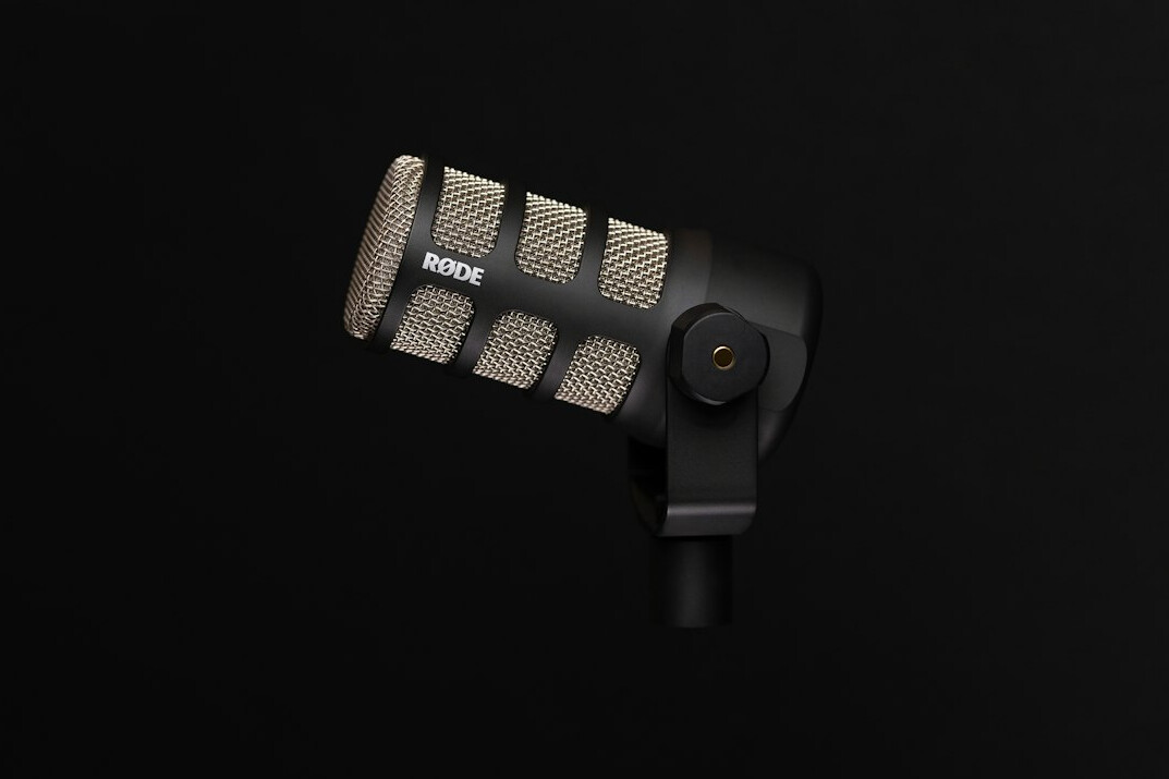 Close-up of professional microphone recording ambient event sound